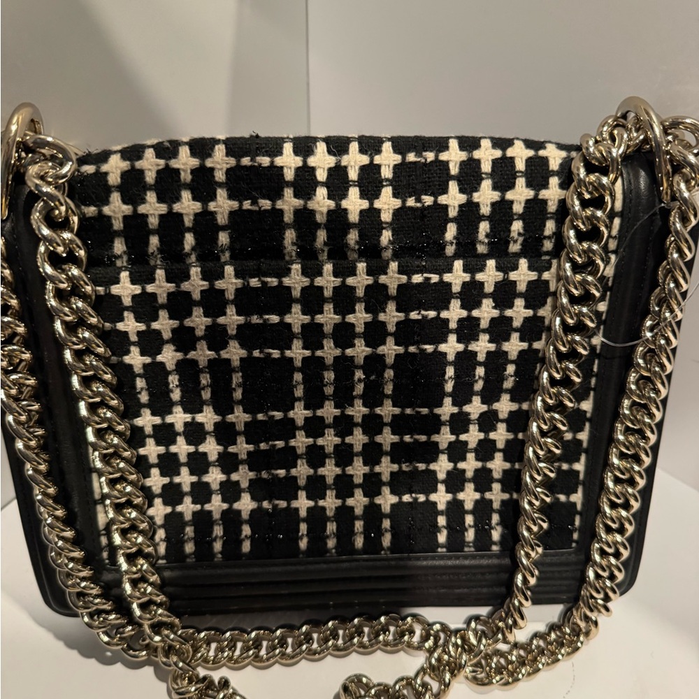 Kate Spade Black Leather and Tweed Reese Park Shoulder Bag